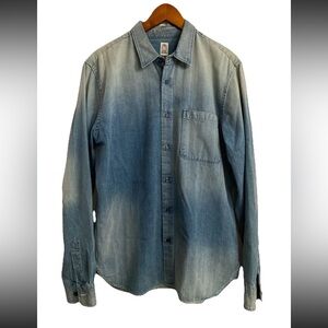 HIROSHI KATO Light /Med. WASH New Vintage Blue SOFT DENIM SHIRT Size Large EUC!